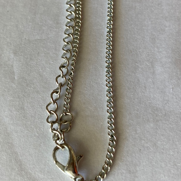 Barcelona black enamel pendant scroll abstract glass on silver tone chain - Picture 4 of 13